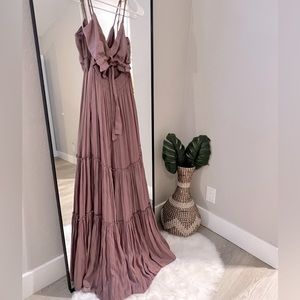 Mustard Seed Mauve Maxi Tiered Spaghetti Strap Dress
